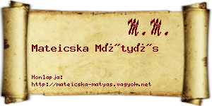 Mateicska Mátyás névjegykártya